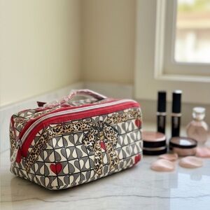 Brighton Wild Love Cosmetic Bag Hearts Bow Leopard Print NWT